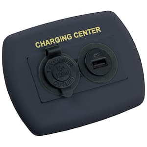 12V/USB Charging Center in Black