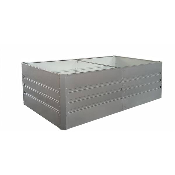 Huluwat 72 in. x 36 in. x 24 in. Gray Metal Rectangular Outdoor Raised Beds for Vegetables Flowers Herb (1-Pack)
