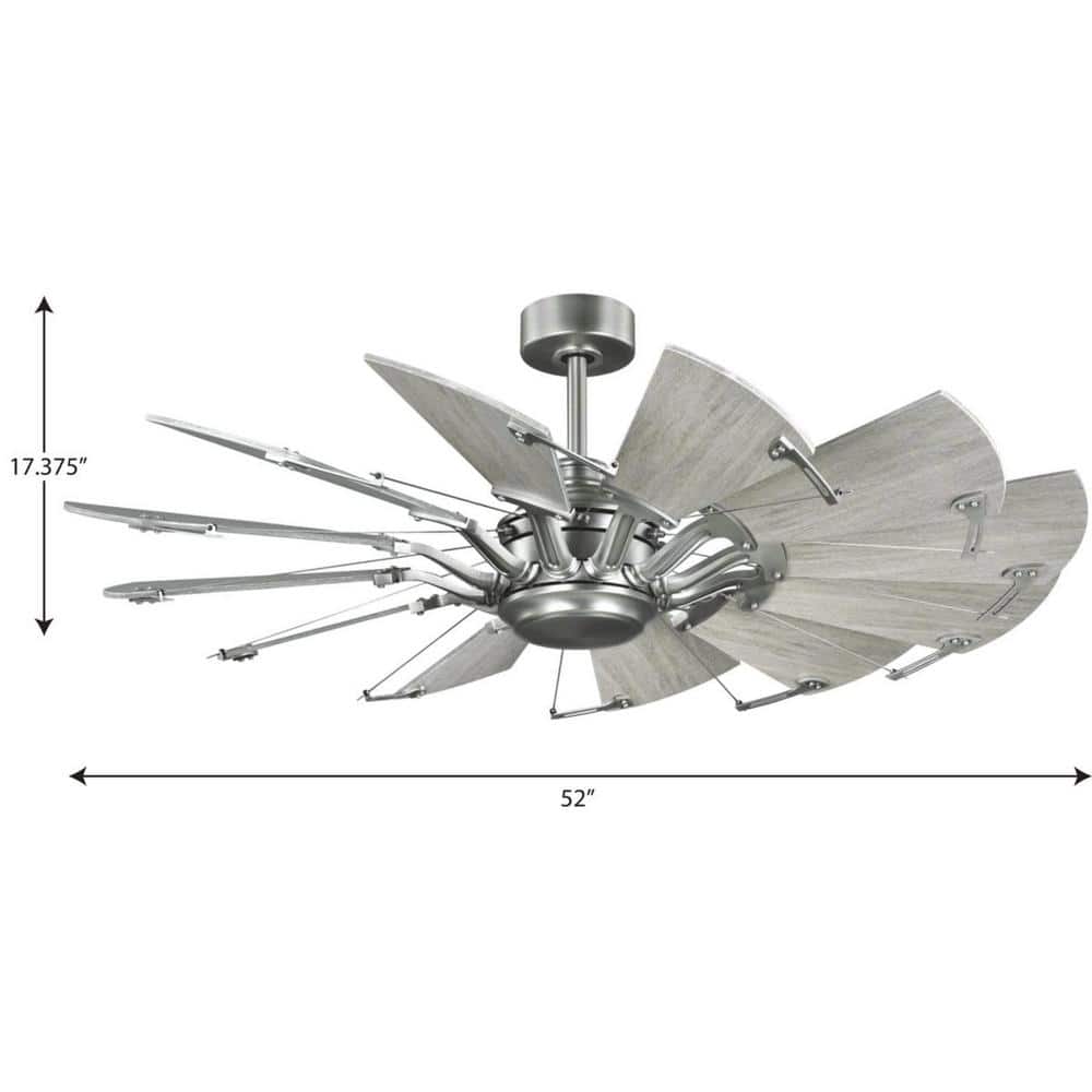 52-Inch Antique Nickel Farmhouse Windmill Ceiling Fan with Remote