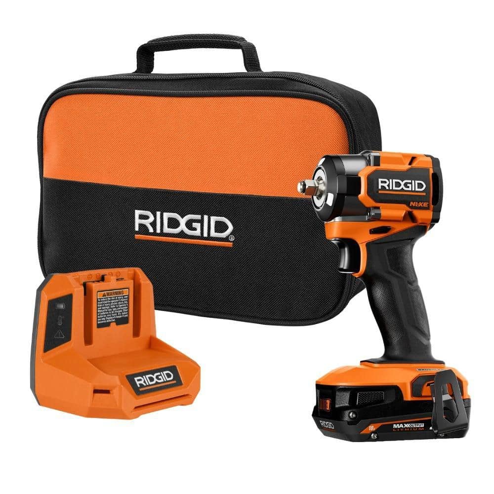RIDGID 18V NUKE SubCompact Brushless Cordless 3/8 in. Impact Wrench Kit with 2Ah MAX Output Battery & Charger (RNKSIW01K1)