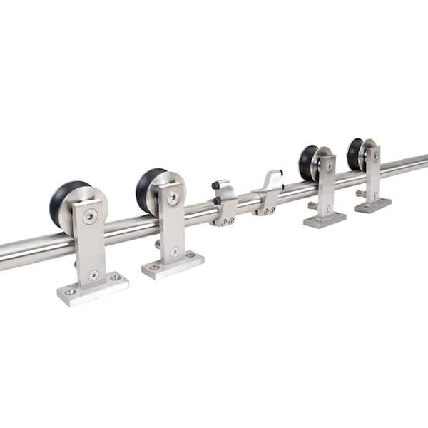 CALHOME 13 ft. Stainless Steel Style Sliding Barn Door Hardware Track (2-Set)