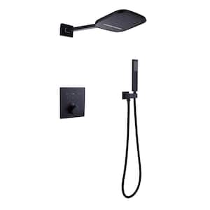 Single Handle 2-Spray Wall Mount Shower Faucet 1.8 GPM with Anti Scald Thermostatic Shower Faucet Set in. Matte Black