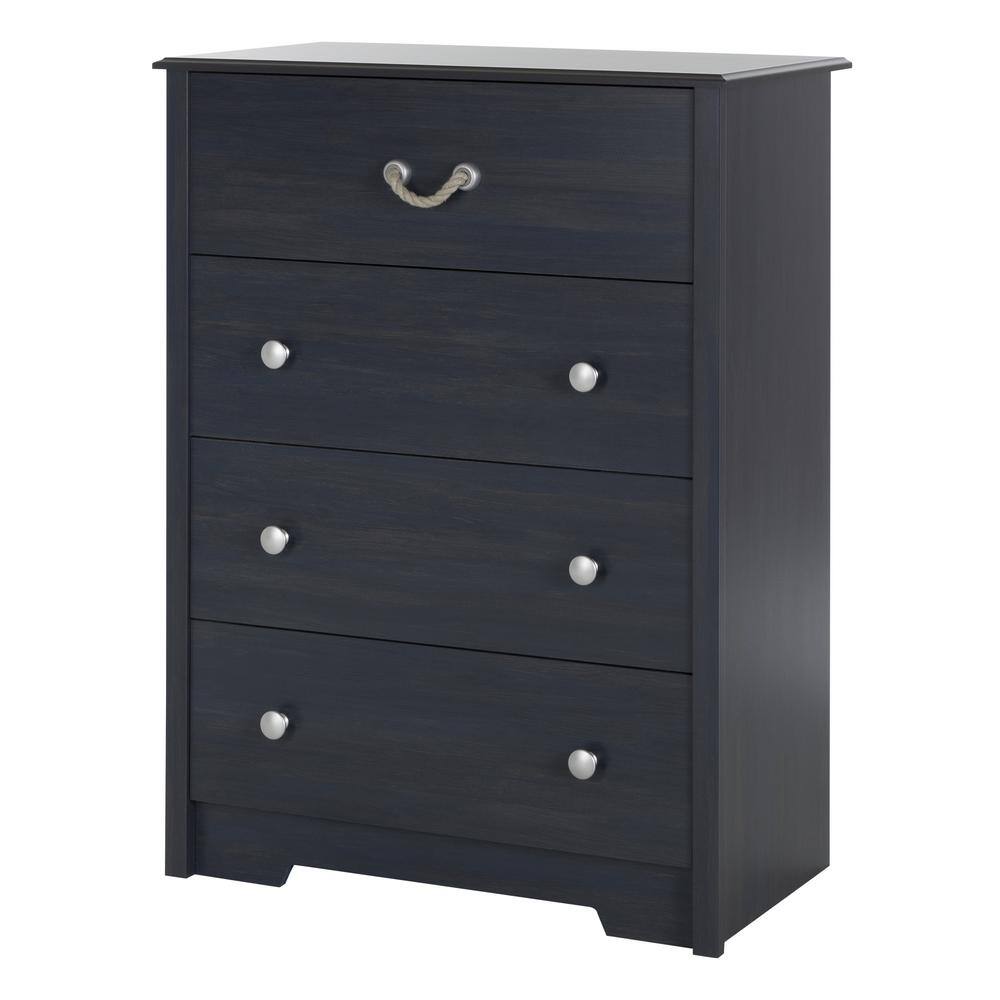 Coastal Blueberry 4-Drawer Nautical Dresser for Compact Spaces
