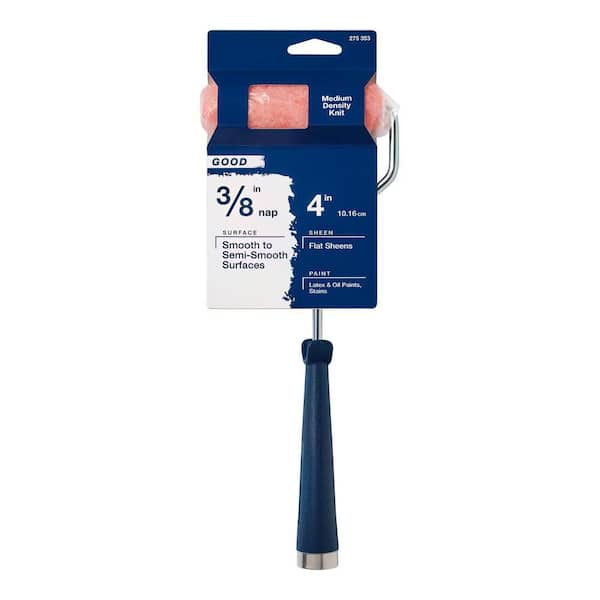 Good 4 in. x 3/8 in. Medium-Density Knit Paint Roller Cover with Frame