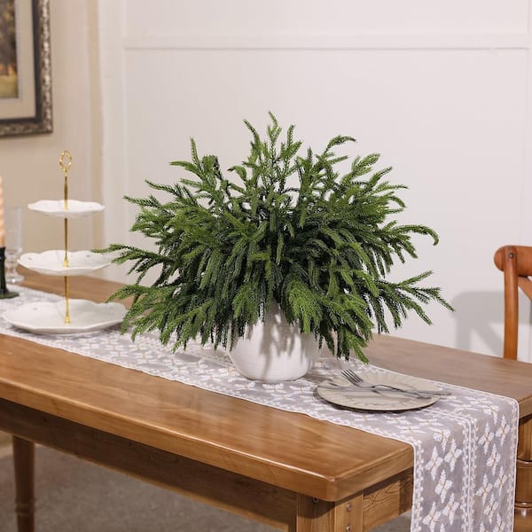 18 in. 20-Pcs Green Real Touch Norfolk Pine Branches, Artificial Christmas Branch Faux Greenery Stem Fake Pine Picks