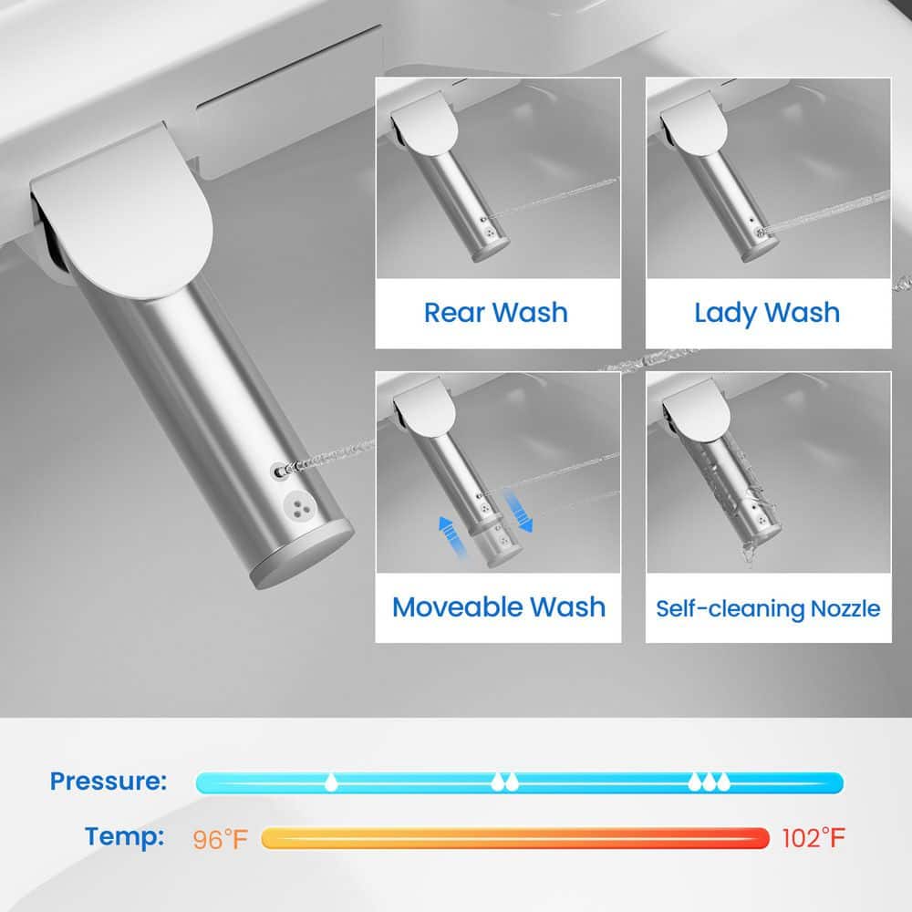 White Ceramic Elongated Dual Flush Bidet Toilet Combo