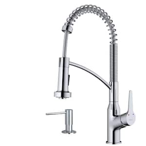 Scottsdale Single Handle Pull Down Sprayer Kitchen Faucet with Matching Soap Dispenser in Chrome