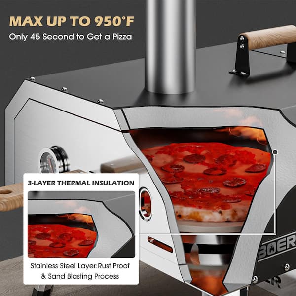 MASTER COOK Pizza Ovens Wood Pellet Pizza Oven Wood Fired Pizza Maker  Portable Stainless Steel Pizza Grill SRPG18003 - The Home Depot