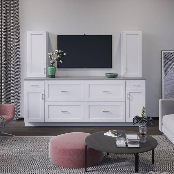 Hampton Bay Westfield Feather White Shaker Stock Assembled