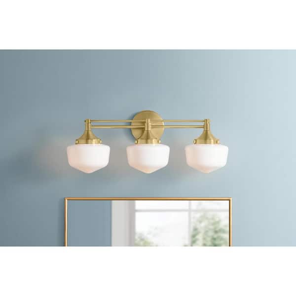 Home Decorators Collection Maybry 22.20 in. 3-Light Brushed Gold Vanity Light