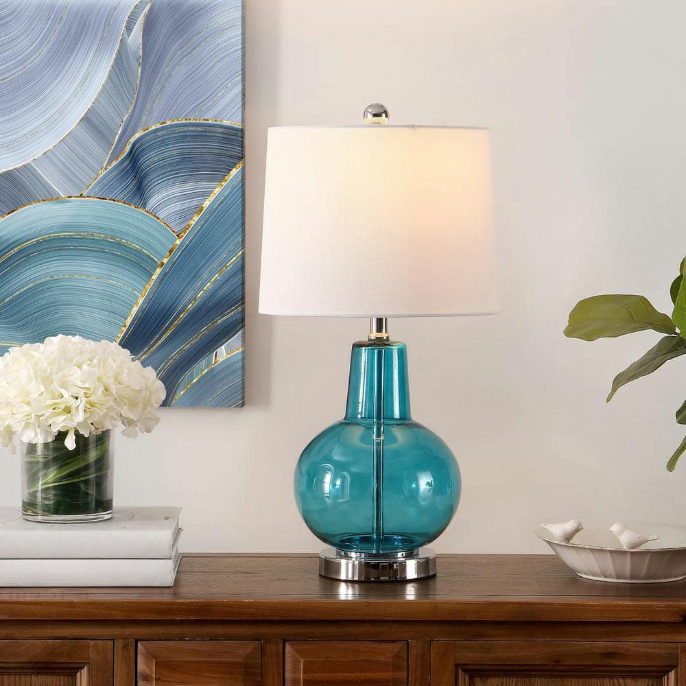 Atlas 24 in. Morocco Blue Table Lamp with Light Gray Shade price history on PriceWatchPro