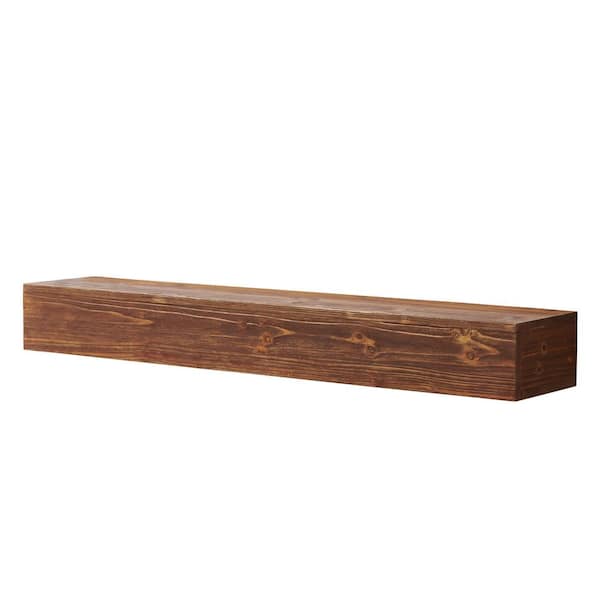 72 in. W x 9 in. D Decorative Wall Shelf Solid Wood Fireplace Mantel for Christmas Decorations (Light Brown)