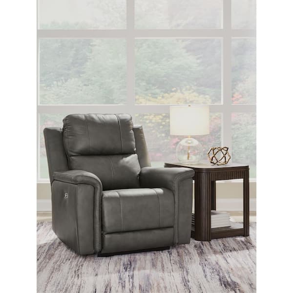 Signature DESIGN BY ASHLEY Burnley Gray Leather Zero Gravity Power