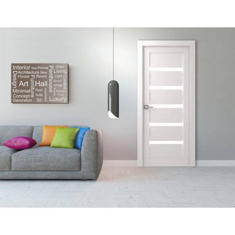 24" x 80" White MDF and Satin Glass Prehung Interior Door