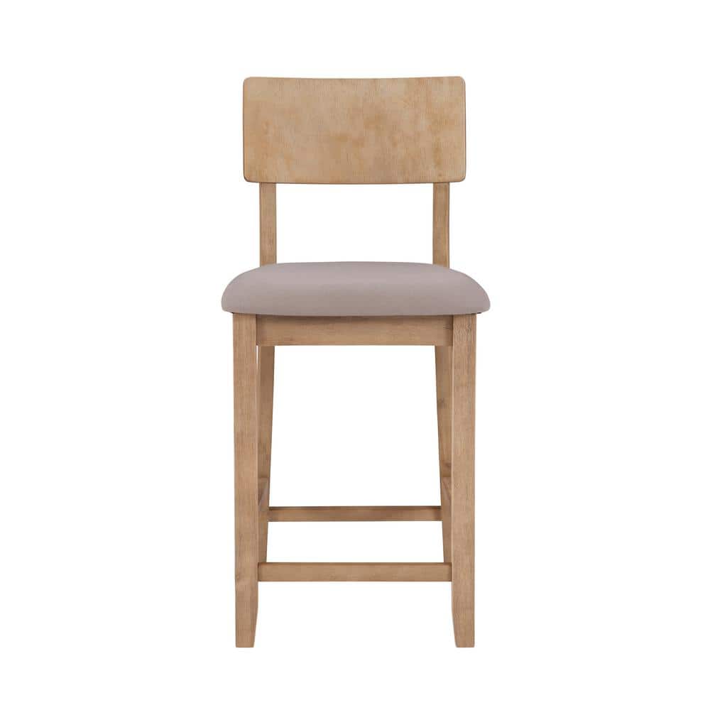 Gray Wood Backless Counter Stool with Padded Seat