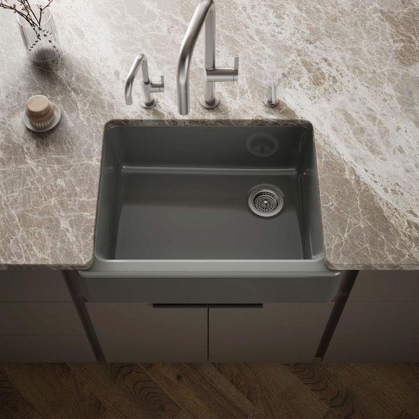 Whitehaven Farmhouse Apron-Front Cast Iron 30 in. Single Basin Kitchen Sink in Thunder Grey
