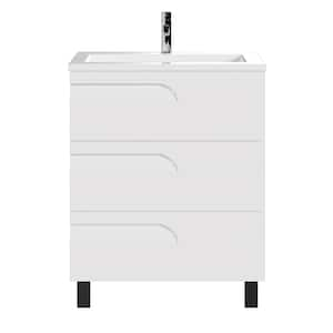 Joy 28 in. W x 18 in. D x 20.5 in. H Freestanding Single Sink Bath Vanity in White with White Porcelain Top