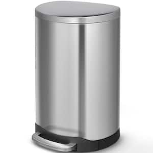 10.6 Gal./40-Liter Fingerprint Free Brushed Stainless Steel Semi-Round Step-On Trash Can