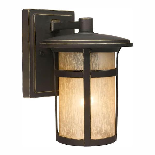 Home Decorators Collection Round Craftsman 1-Light Dark Rubbed Bronze Outdoor Wall Lantern ...