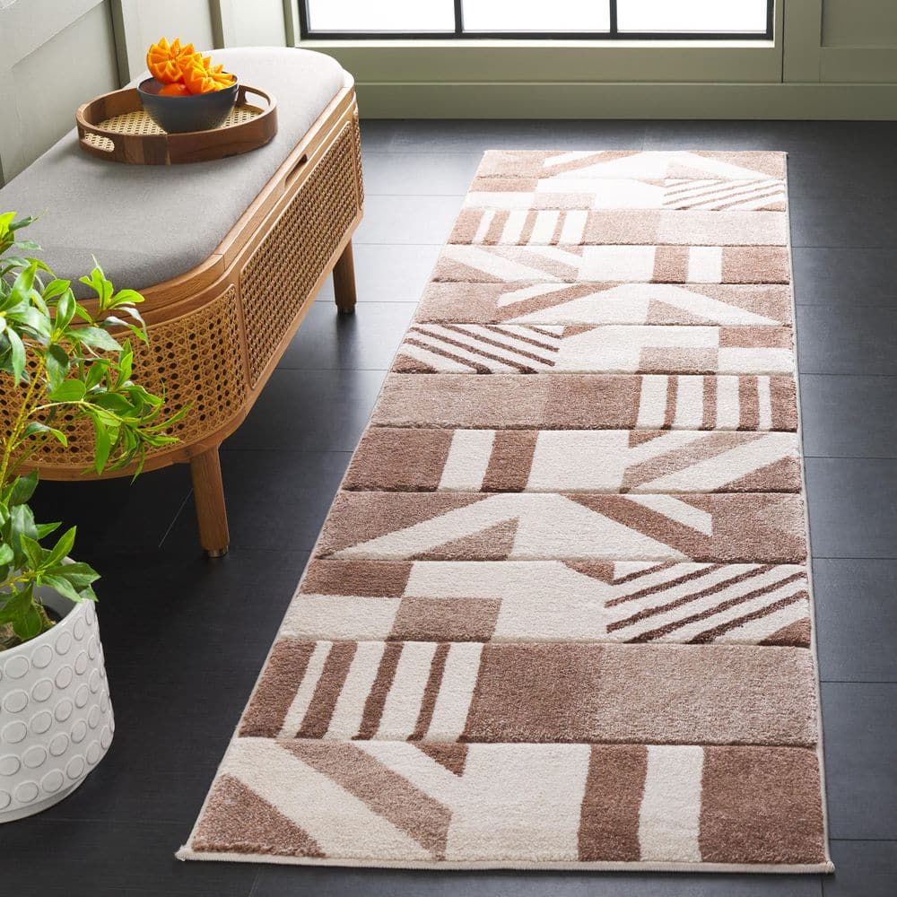 Hollywood 2 ft. x 8 ft. Ivory/Brown Abstract Geometric Runner Rug price history on PriceWatchPro