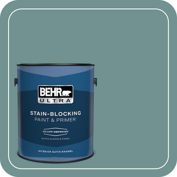 BEHR ULTRA 1 gal. #ECC-60-3 Pool Tide Extra Durable Satin Enamel Interior Paint & Primer