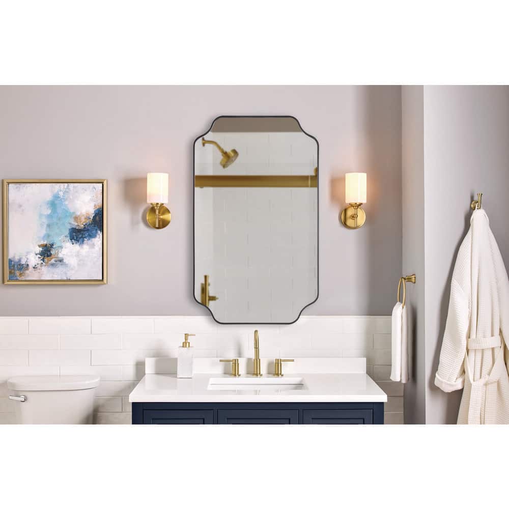 24 in. W x 40 in. H Novelty Framed Wall Bathroom Vanity Mirror in Matte Black price history on PriceWatchPro