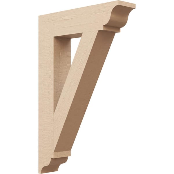 Ekena Millwork 3.5 in. x 24 in. x 16 in. Traditional Traditional Rough Cedar Woodgrain Timberthane Polyurethane Bracket, Primed Tan