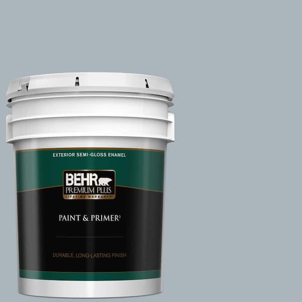 BEHR PREMIUM PLUS 5 gal. #N490-3 Shaved Ice Semi-Gloss Enamel Exterior Paint & Primer