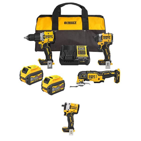 20V Max Lithium-Ion Cordless 3-Tool Combo Kit and 1/2 in. Impact Wrench with (2) Flexvolt 6.0 Ah Batteries and Charger