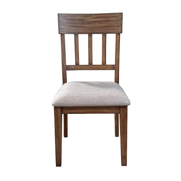 Benjara Brown Fabric Thick Cushion Dining Chair BM287824 - The Home Depot