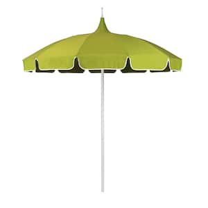 8.5 ft. White Aluminum Commercial Pagoda Market Patio Umbrella with Fiberglass Ribs in Macaw Sunbrella
