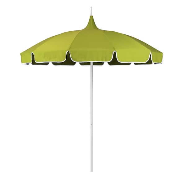 8.5 ft. White Aluminum Commercial Pagoda Market Patio Umbrella with Fiberglass Ribs in Macaw Sunbrella