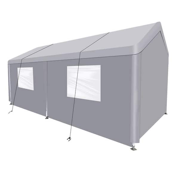 20 ft. W x 10 ft. D Grey Heavy Duty Portable Carport Garage Tent for Outdoor Storage Shelter