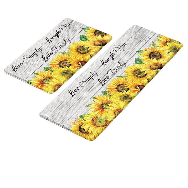 White 47 in. x 17.3 in. Indoor Anti Fatigue Kitchen Mat Set of 2