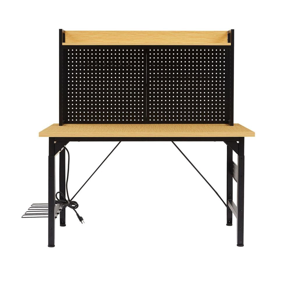 Siavonce 48 in. Adjustable Workbench with pegboard, Heavy Duty Wooden ...