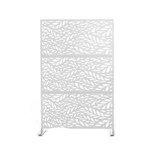 6.5 ft. H x 4 ft. W White Laser Cut Metal Privacy Screen 3 Panels (24 ...