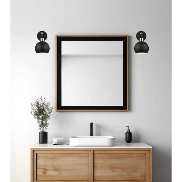 Indigo 1-Light Black and Gold Indoor Wall Sconce Light Fixture with Metal Shade