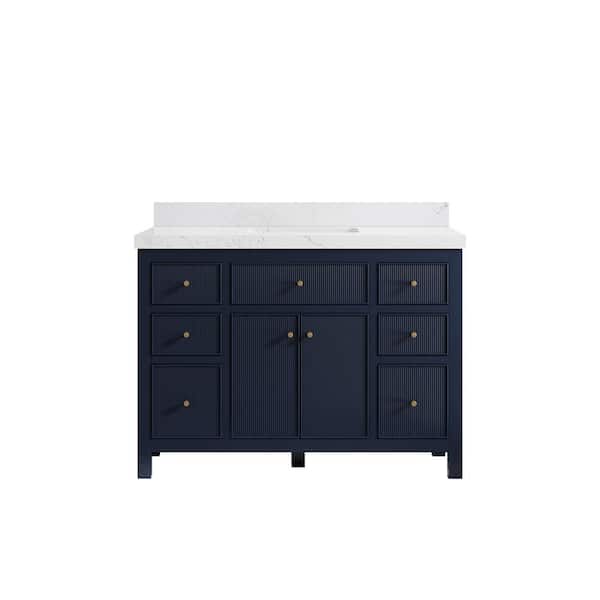 Willow Collections Sonoma 48 in. W x 22 in. D x 36 in. H Bath Vanity in Navy Blue with 2 in. Empira Quartz Top