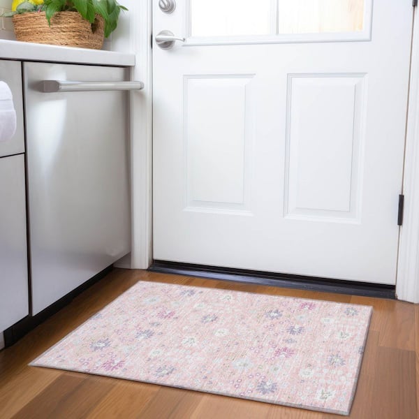 Mayfield Premium Machine Washable Abstract AMF1009 Pink 2 ft. x 3 ft. Area Rug