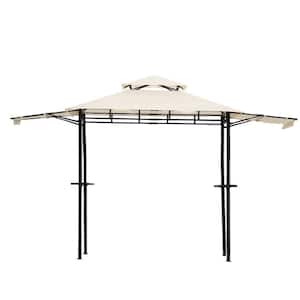 12 ft. x 4.3 ft. Beige Steel Outdoor Grill Gazebo with Bar Counters