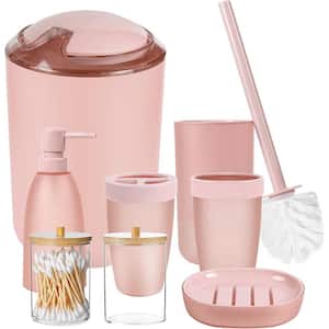 8-Pieces Pink Bathroom Accessories Set -Pink