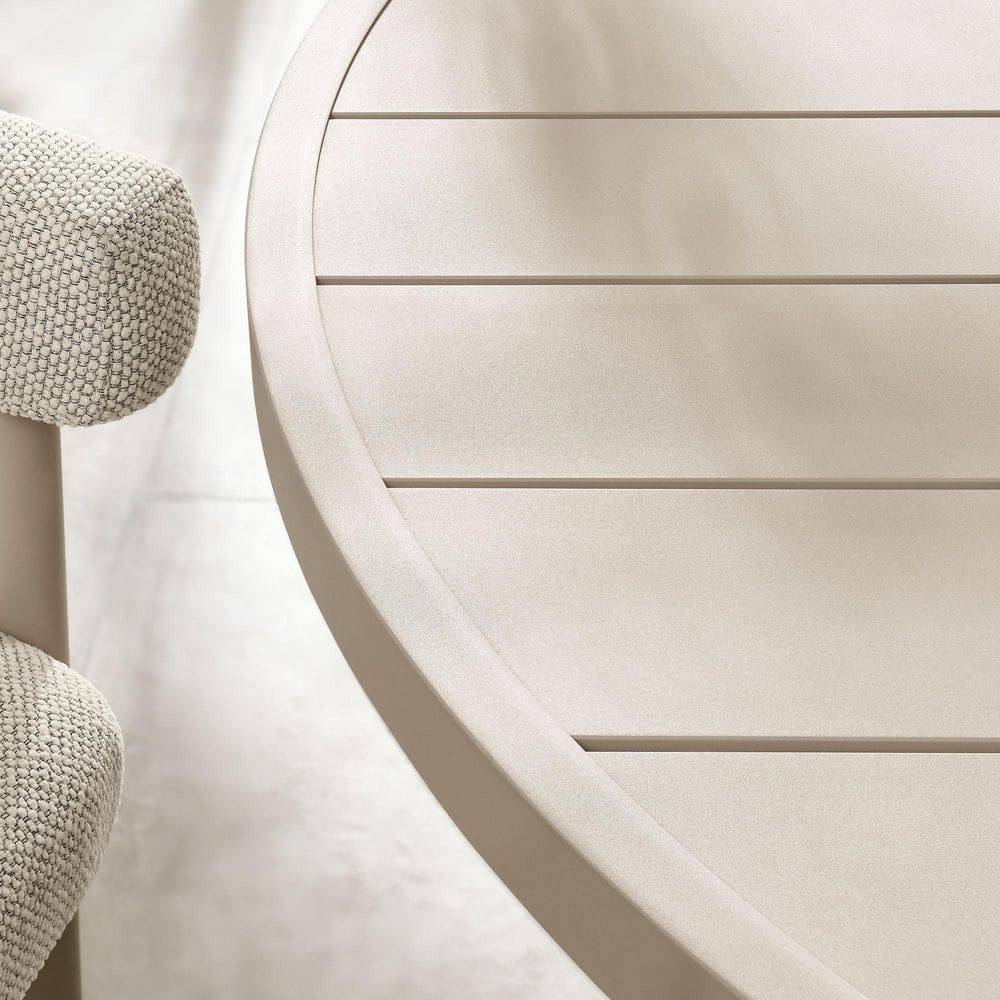 Nautica 60" Round Beige Aluminum Outdoor Dining Table