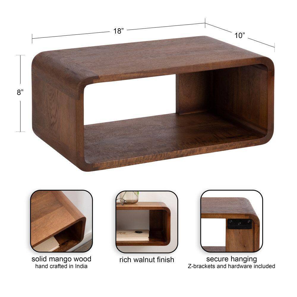 Deguara 18 in. Walnut Brown Rectangle Solid Wood End Table - thumbnail 4