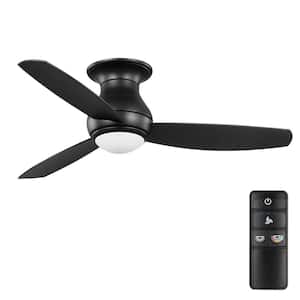 Redondo 52 in. Covered Outdoor Matte Black Ceiling Fan with Remote and Integrated Adjustable Color Temperature LED Light