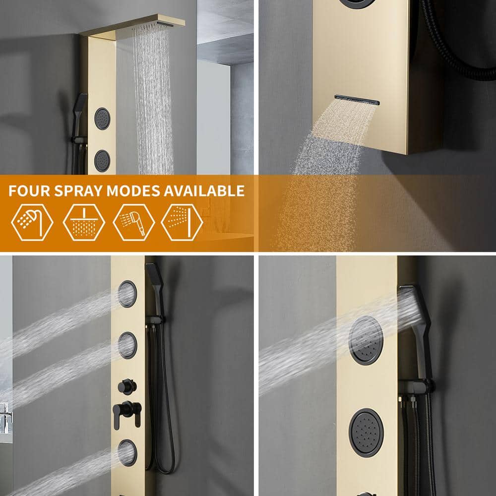Black Gold Thermostatic Shower Panel with Body Jets