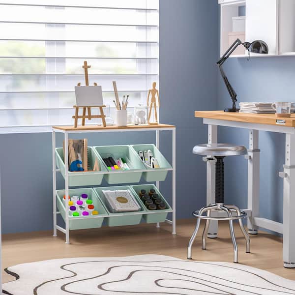 Seville Classics 6-Bin Multi-Use Steel Organizer Cart, 32.5&quot