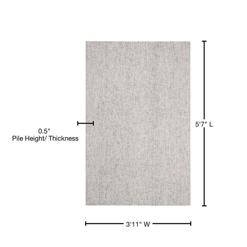 Handmade Abstract Blue Wool Area Rug, Easy Care, 4' x 6'