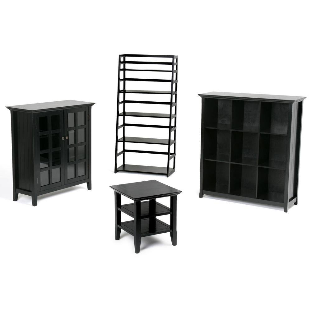 Acadian 39" Black Solid Pine Freestanding Storage Cupboard with Adjustable Shelves