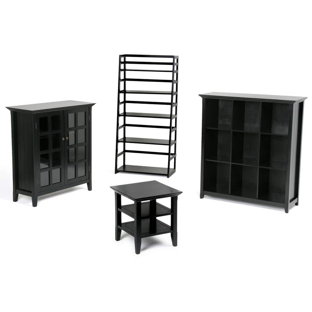Acadian Solid Wood 30" Transitional Black Ladder Shelf