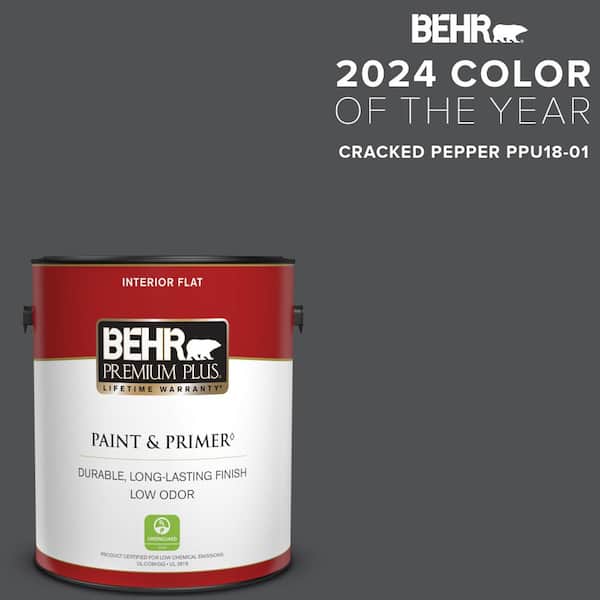 BEHR PREMIUM PLUS 1 gal. #PPU18-01 Cracked Pepper Flat Low Odor Interior Paint & Primer